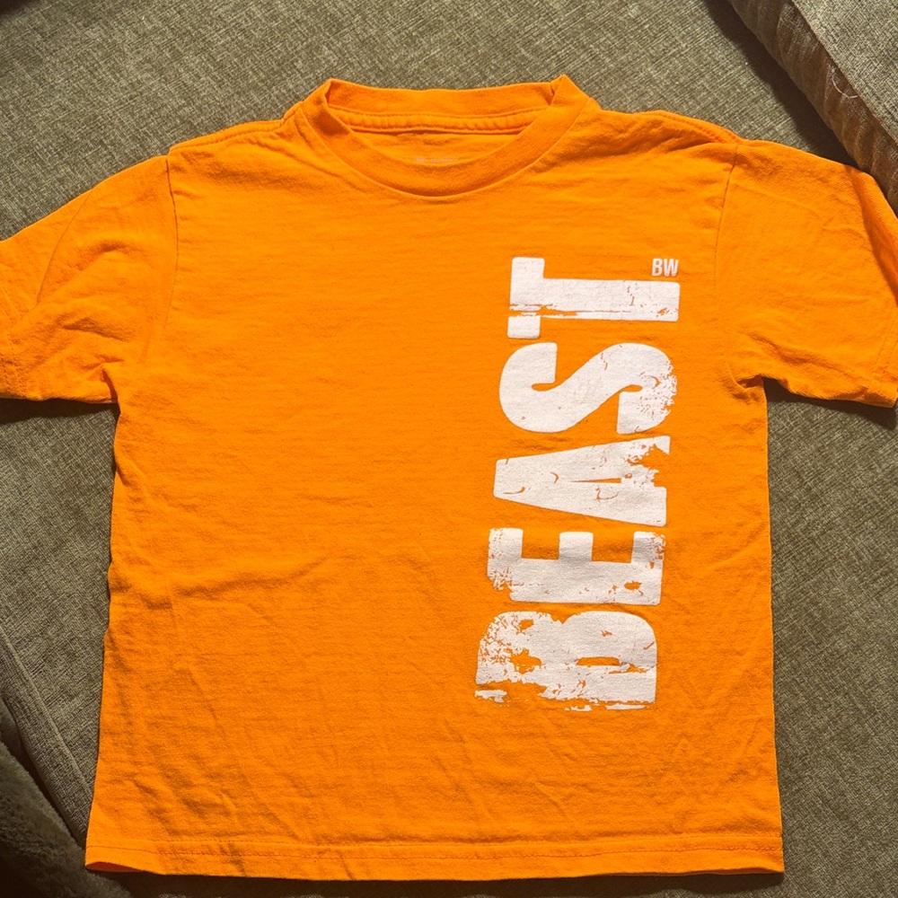 Black Brand Orange Kids Tee with Bold Print